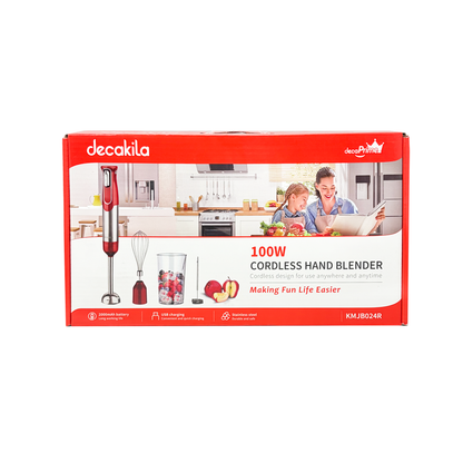 Batidora de Inmersión Inalámbrica con Accesorios 4 en 1 Roja Decakila KMJB024R