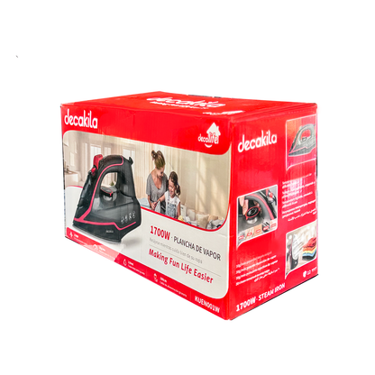 Plancha de Vapor Suela Antiadherente 1700 W Negro/Rojo Decakila KUEN001W (Caja con 10 Piezas)