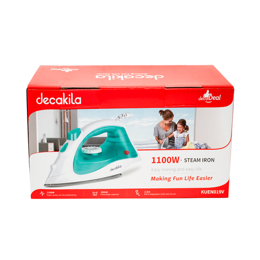 Plancha de Vapor con Antiadherente 1100 W Verde Aqua Decakila KUEN019V (Caja de 12 Piezas)