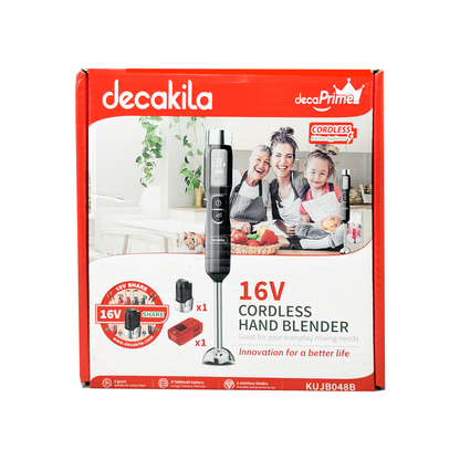 Batidora de Inmersión 5 Velocidades Inalámbrica con Batería Recargable Negra Decakila KUJB048B (Caja con 10 piezas)