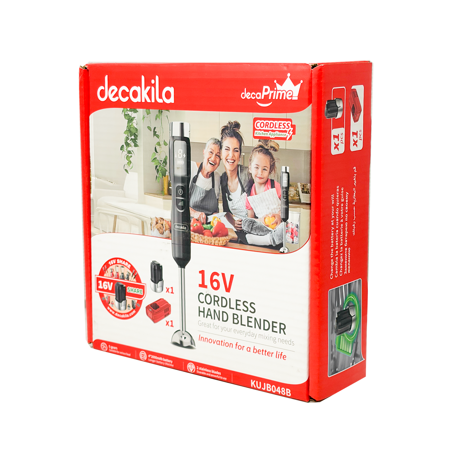 Batidora de Inmersión 5 Velocidades Inalámbrica con Batería Recargable Negra Decakila KUJB048B (Caja con 10 piezas)