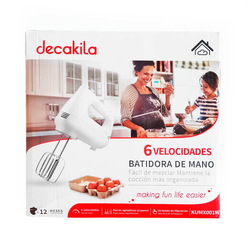 Batidora de Mano 6 Velocidades 150 W Blanca Decakila KUMX001W (Caja de 6 Piezas)