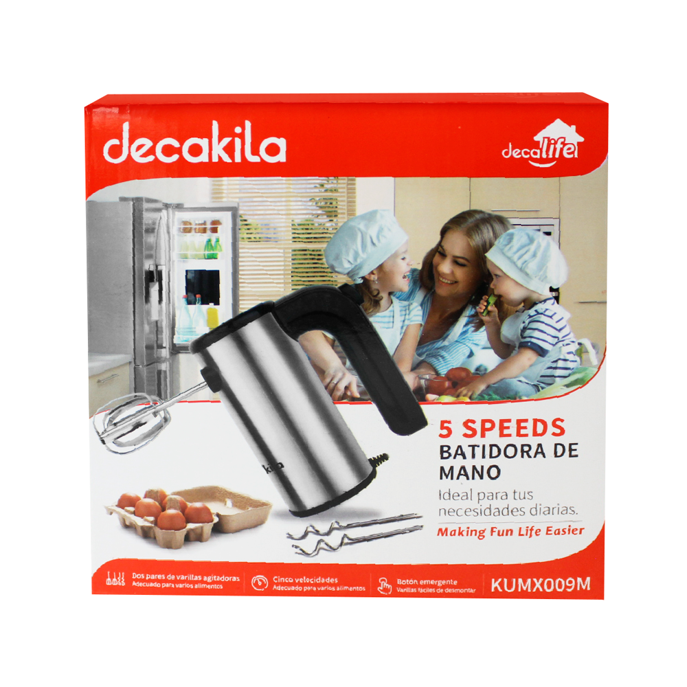Batidora de Mano 5 Velocidades 150 W Acero Inoxidable Decakila KUMX009M (Caja de 16 Piezas)