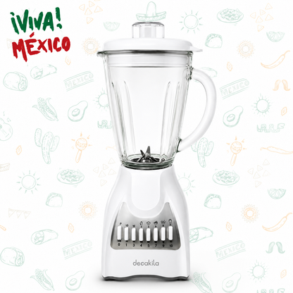 Licuadora 10 Velocidades Vaso Vidrio Blanca Decakila KUJB046W