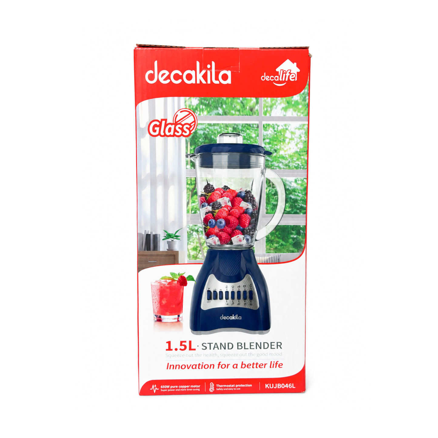 Licuadora 10 Velocidades Vaso de Vidrio Negra Decakila KUJB046L