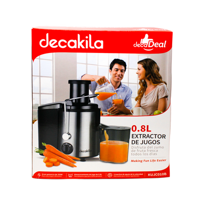 Extractor de Jugo Centrífugo Boca Ancha 350 W Decakila KUJC010B (Caja de 4 Piezas)