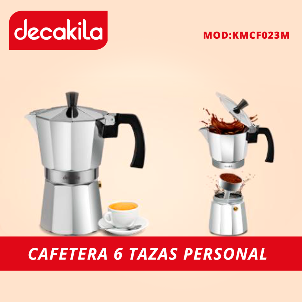 Cafetera de Expresso Italiana 6 Tazas de Aluminio Decakila KMCF023M